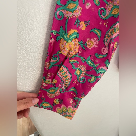 Ralph Lauren 100% Silk Pink Floral Paisley Collared Shirt Size S - Picture 4 of 7